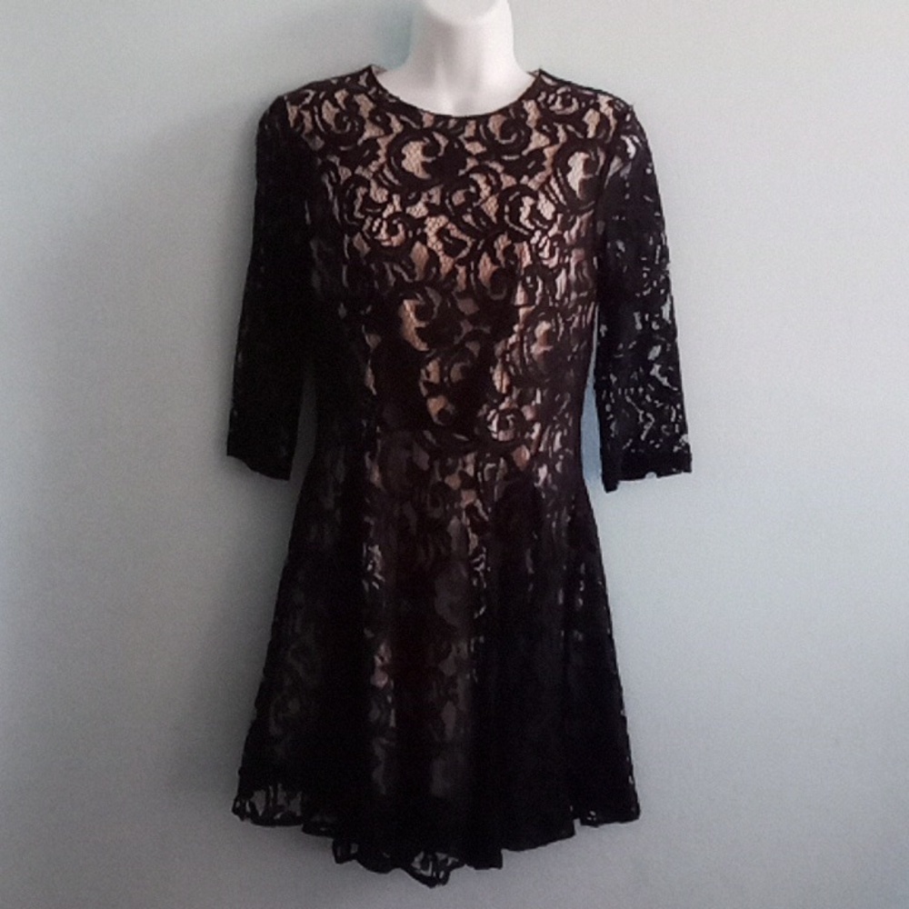 Women's FRNCH Black Lace Dress